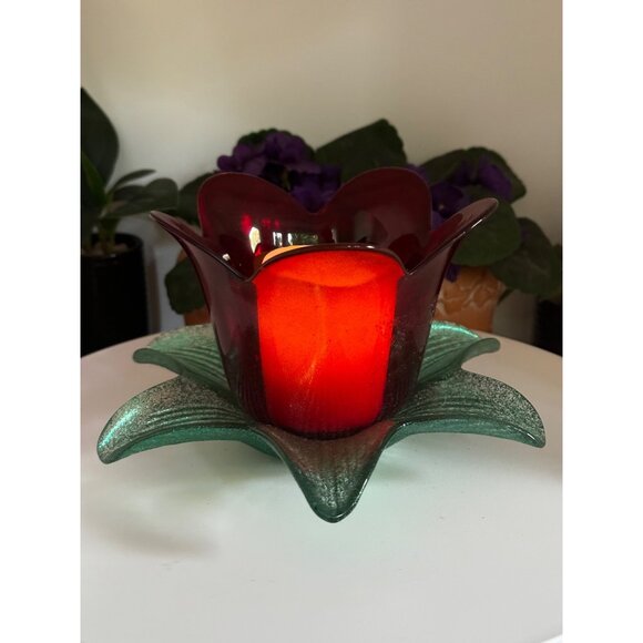 Studio Nova Glass Tulip Flower Frosted Glass Votive Candle Holder - Picture 3 of 12